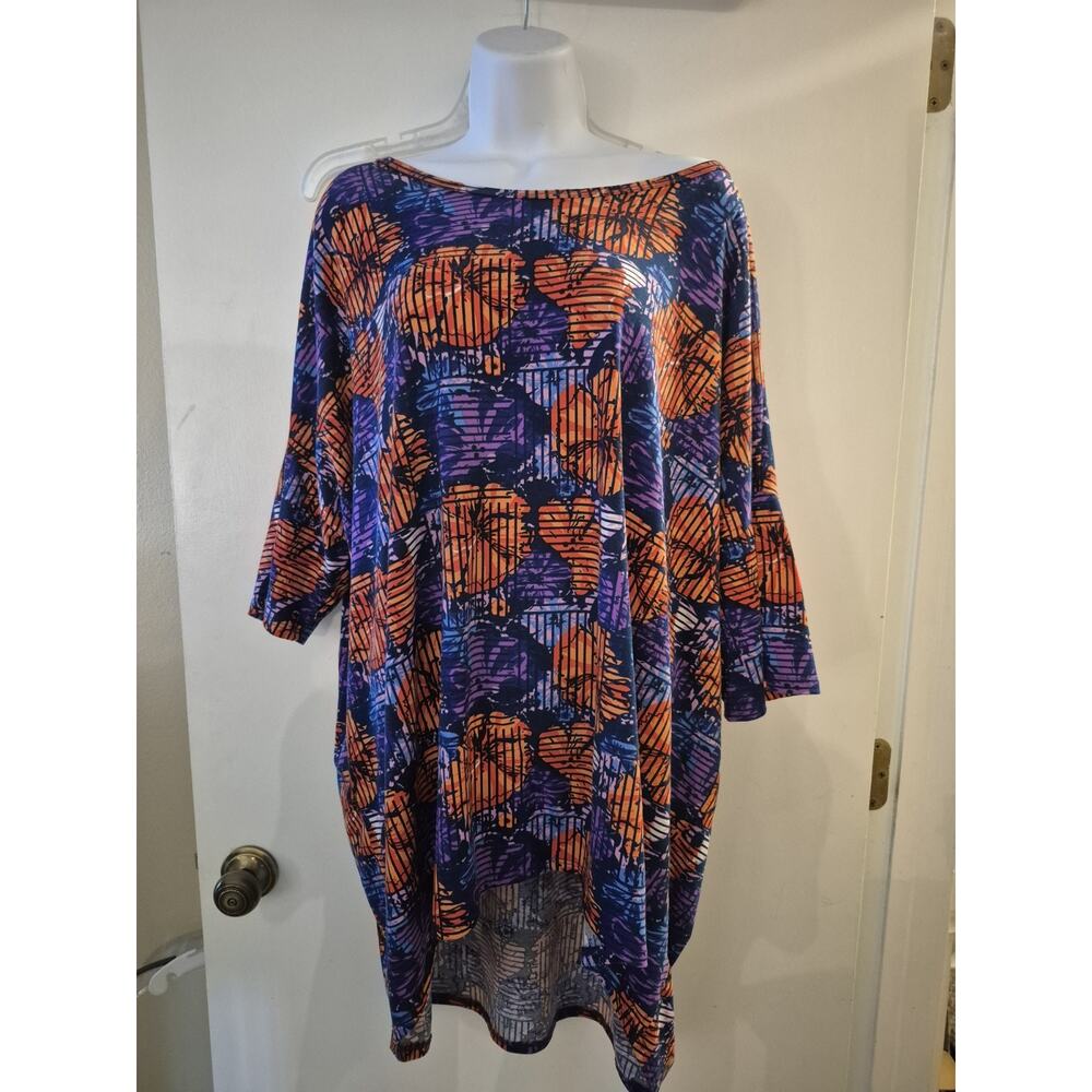 💥 LulaRoe IRMA High Low Top Womans Plus Size 3X Multicolor Short Sleeve D3